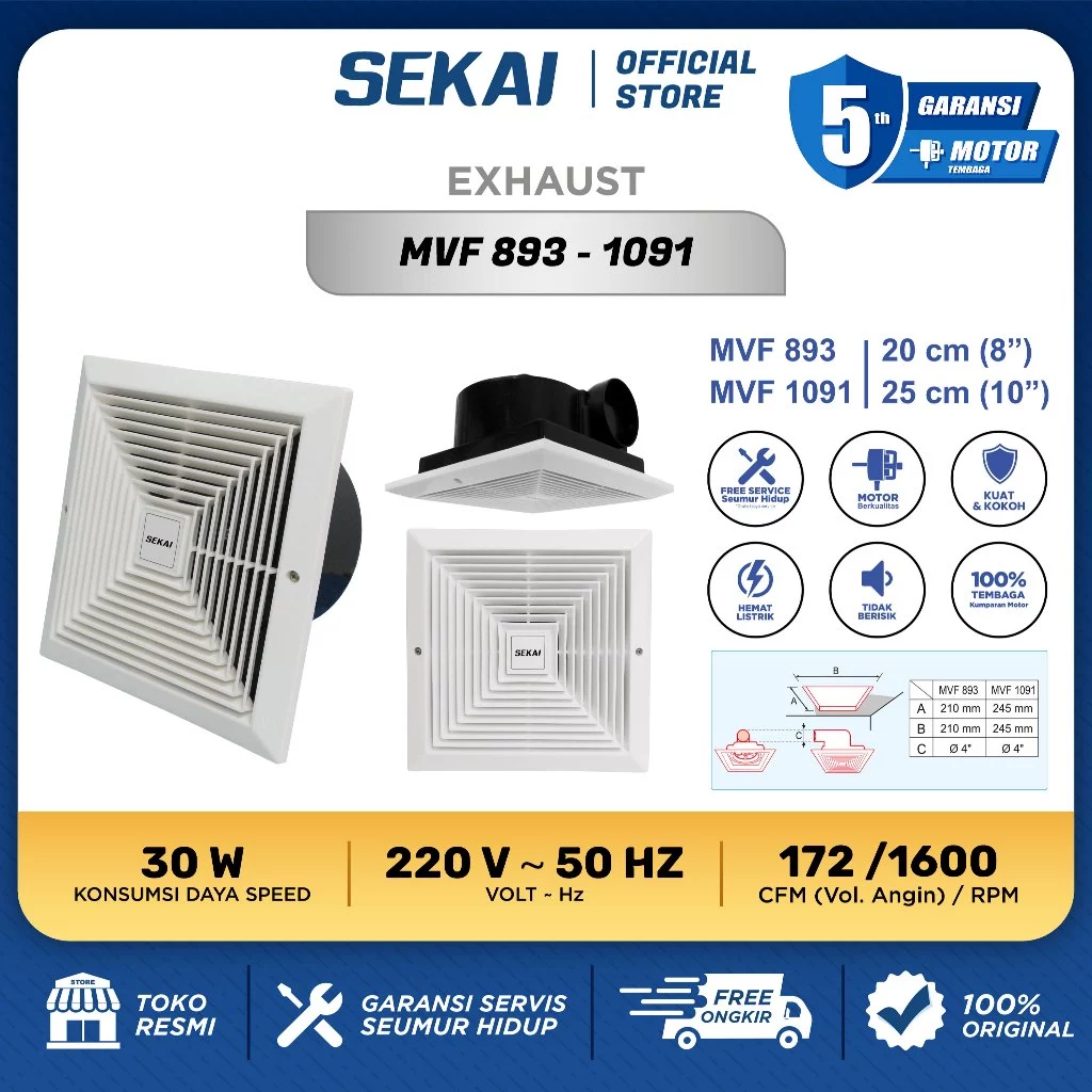 Exhaust Fan / Kipas Angin Hexos Sekai 8 inch